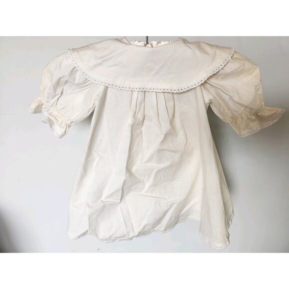 Vtg Baby Christening Dress & Bonnet Baptism Lace Trim Puritan Collar Handmade - Picture 8 of 13